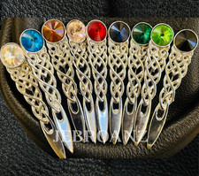 Scottish Kilt Pin Highland Celtic Knot Stone kilt Pins Chrome , Scotland Jewelry