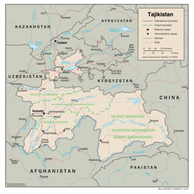 Tajikistan Road Highway Transportation Transport Map Country Nation Print