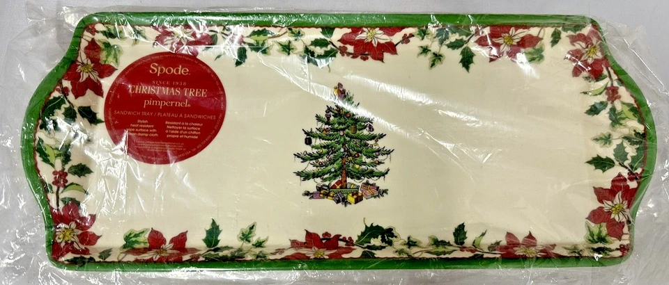 Spode CHRISTMAS TREE Poinsettia Lot of 2 Plastic Sandwich Tray New in Box NIP - Image 3 of 4