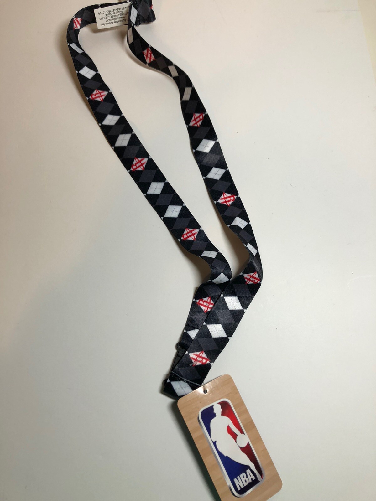 Houston Rockets NBA Argyle Pattern Lanyard Soft Keychain Double Sided