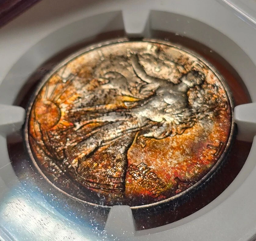 1945 S Walking Liberty Half Dollar NGC MS66 Rainbow Toned Amazing Bright Color - Image 4 of 4