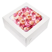 10pcs Cake Boxes 12x12x6 Inches White Bakery Boxes with Window Suitable for 1...