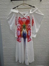 New Authentic Alexander McQueen Solarised Orchid Print Poplin Shirt Dress Sz 46