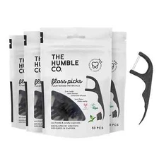 The Humble Co Dental Floss Picks Charcoal Double Thread Plant Based 50 ct 4-Pack