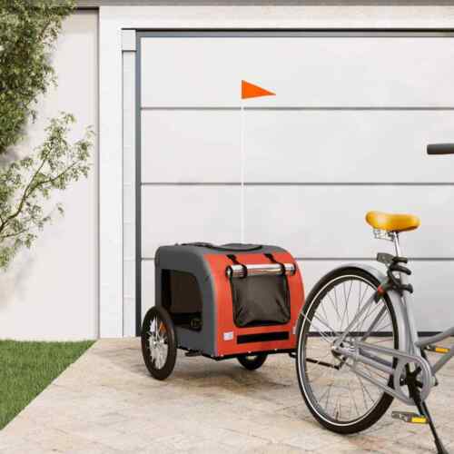 Dog Bike Trailer Orange and Grey Oxford Fabric andW1R7