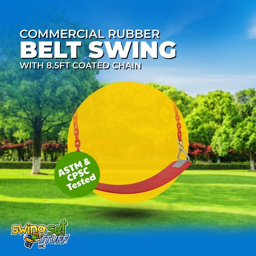 SWING SET STUFF INC COMMERCIAL RUBBER SEAT WITH 8.5 FT COATED CHAIN (RED) 0319 - Picture 1 of 10