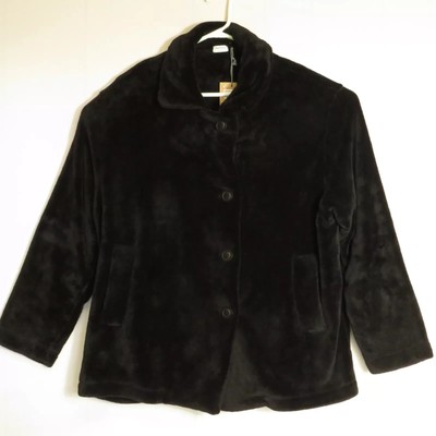 Hello Nite Jacket Womens Small Black Long Sleeve Button Up Collared Ladies