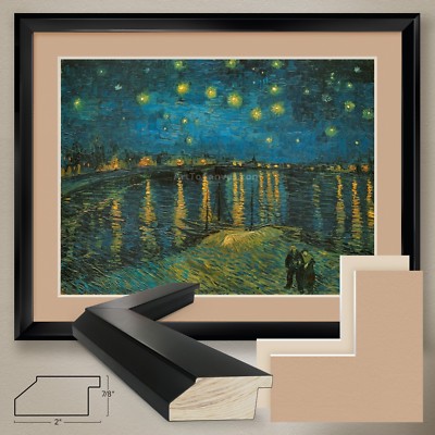 40W''x32H'': STARRY NIGHT RHONE by VINCENT VAN GOGH - DOUBLE MATTE GLASS and FRAME