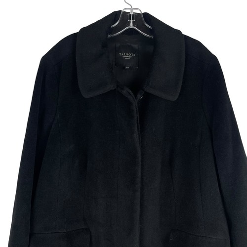 Talbots Wool Alpaca Blend Hidden Button Long Coat Black Women Size 20W - Picture 2 of 7