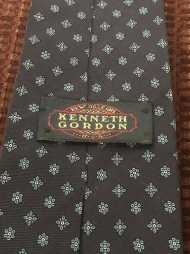 Kenneth Gordon Mens Blue Geometric Neck Tie 100% Silk Made In USA - Picture 2 of 5