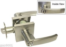 Satin Nickel Square Plate Entry Entrance keyed Levers contemporary modern