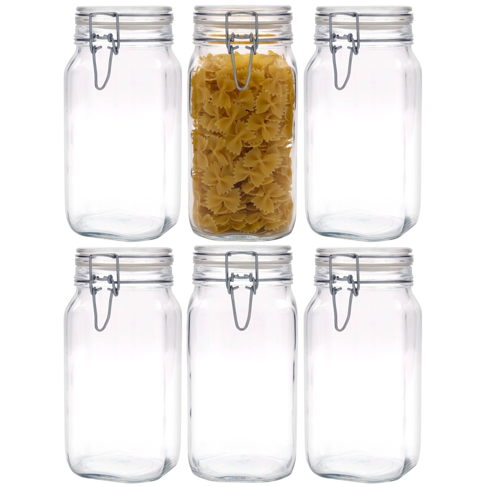 6er Set Drahtbügelglas Fido 1,5 Liter, Einmachglas, Bügelglas, Bormioli Rocco