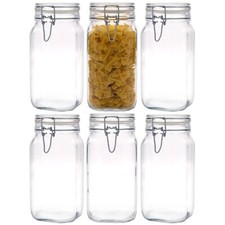 Set 6 barattoli con staffa a filo Fido 1,5 litri, barattolo conserve, barattolo da stiro, Bormioli Rocco