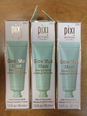 3 Pack: Pixi GLOW MUD MASK Ginseng Sea Salt PURIFYING MASK 1.52oz DAMG BOX 2C