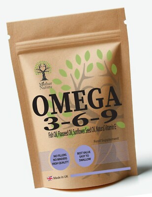 Omega 3+6+9 Kapseln 1000mg Beste Kombination Fischöl Leinsamenöl Vitamin E