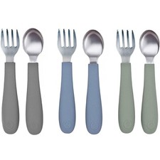 Toddler Utensils, 3 Forks 3 Spoons, 18/8 Stainless Steel Food Grade Silic...