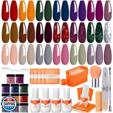 Modelones Dip Powder Nail Kit Starter, 20 Colors Purple Pink Orange Blue Dipp