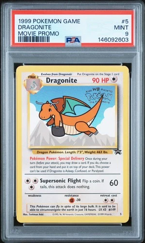 1999 POKEMON GAME MOVIE MOVIE PROMO #5 DRAGONITE PSA 9