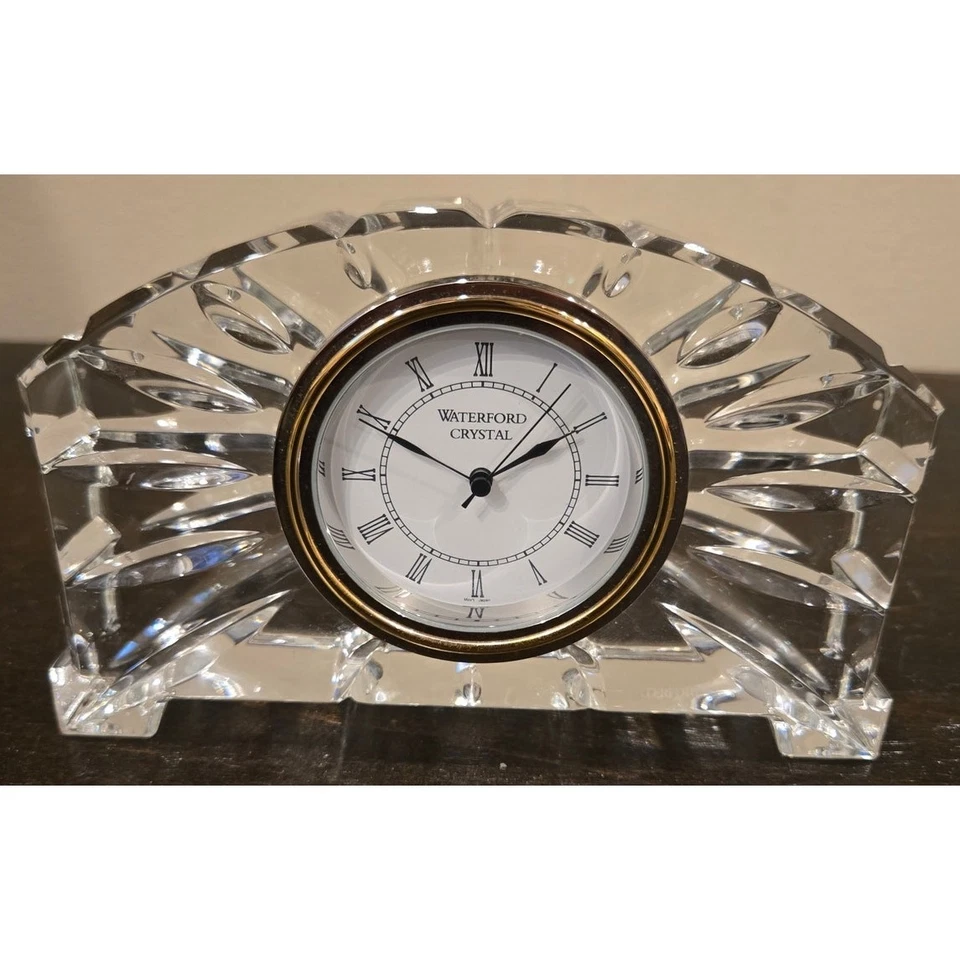 Reloj de escritorio grande vintage Waterford Pórtico cristal plomo Irlanda Foto 2 de 4