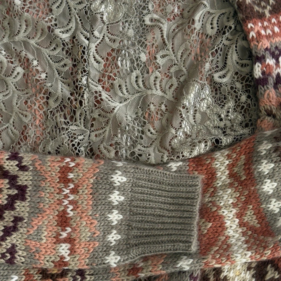 Suéter Free People Fair Isle tejido carnaval encogerse de hombros para mujer XS mezcla de lana forrado con encaje Foto 3 de 4