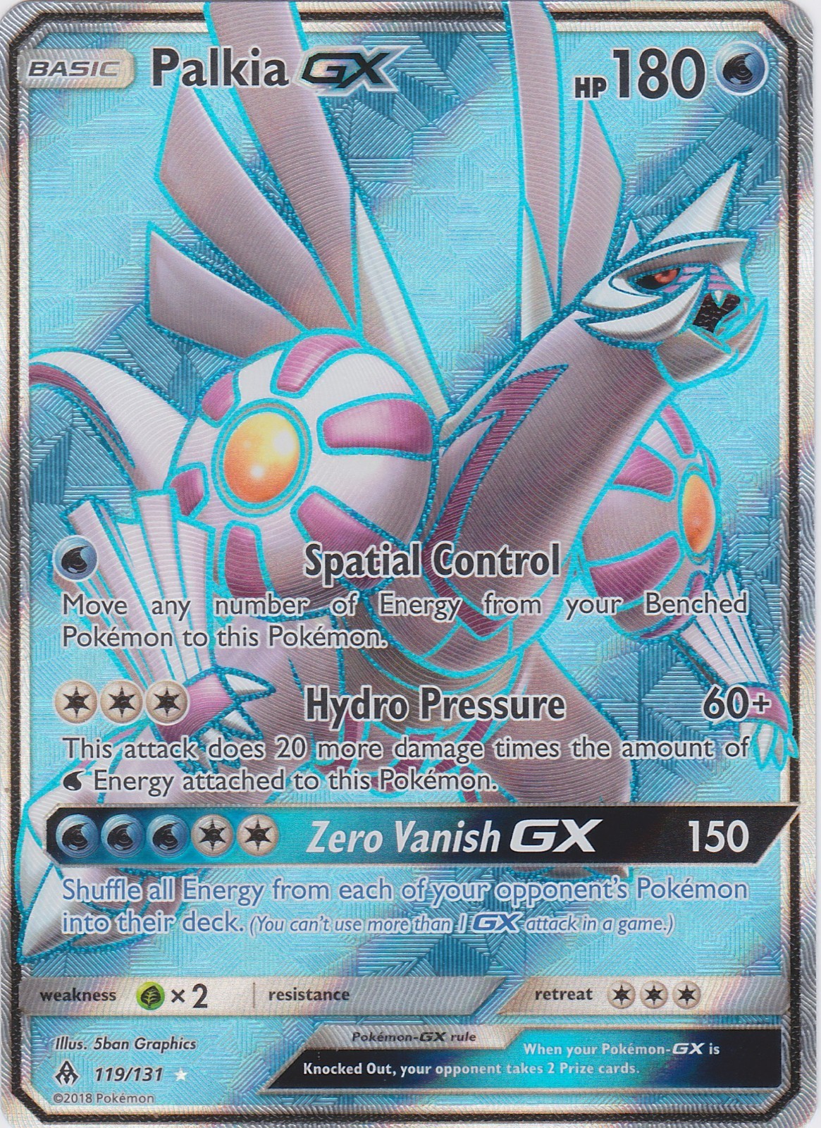Pokemon Palkia GX Full Art 119/131 Sun and Moon Forbidden Light NM