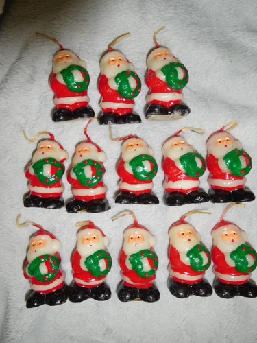 Miniature (2") Santa Candles, Unburned ~ Vintage --- Lot of 13 - product listing photo