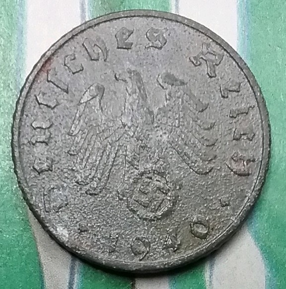 1940-G Germany 5pf Nazi Coin WW2