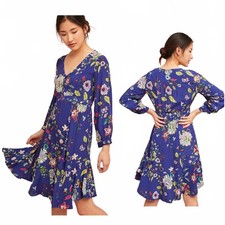 Anthropologie Maeve Boho Maplewood Blue Floral Dress Size S #1194