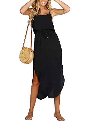 NERLEROLIAN Damen verstellbare Träger Schlitz Sommer Strand Freizeit Midi - Bild 1 von 1