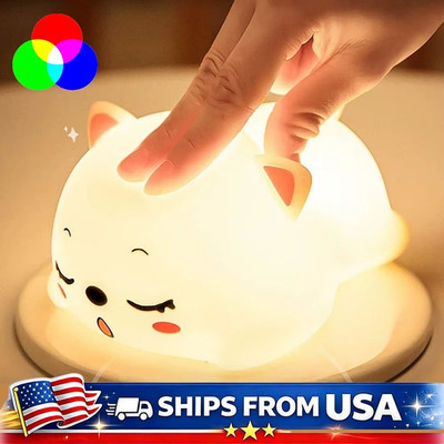 LED Night Light Touch Control 7 Colors Silicone Rechargeable Kids Nursery Lamp 