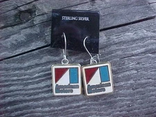 AMC AMERICAN MOTORS EARRINGS 1970+ A MARK LOGO STERLING SILVER KUSTOM USA MADE!