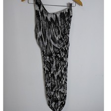GUESS Los Angeles Black White Dress Abstract Knit Knee Length Sleeveless Size S