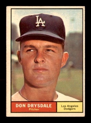 Don Drysdale 1961 Topps Baseball #260 Los Angeles Dodgers Raw Card ''Big D'' EX