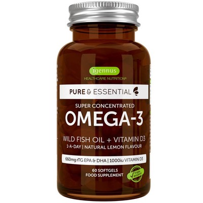 Igennus Advanced rTG Omega-3 IFOS Certified Wild Fish Oil & Vitamin D3 1-a-Da...