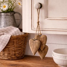 Rustic Distressed Driftwood Wooden Hanging Heart Ornament Jute Twine