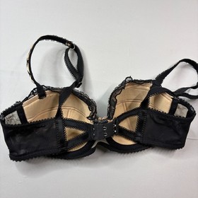 Dita Von Teese Bra 32B Balconette Black Lace Sexy Strappy Back Underwire