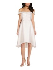 ADRIANNA PAPELL Womens Ivory Tuxedo Sleeveless Midi Formal Hi-Lo Dress 4