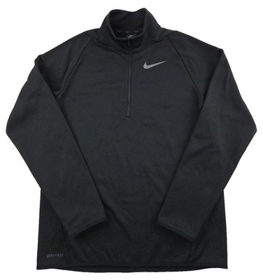 Nike Dri-Fit Fleece 1/4 Zip Athletic Warmup Pullover Black Size Small Mens