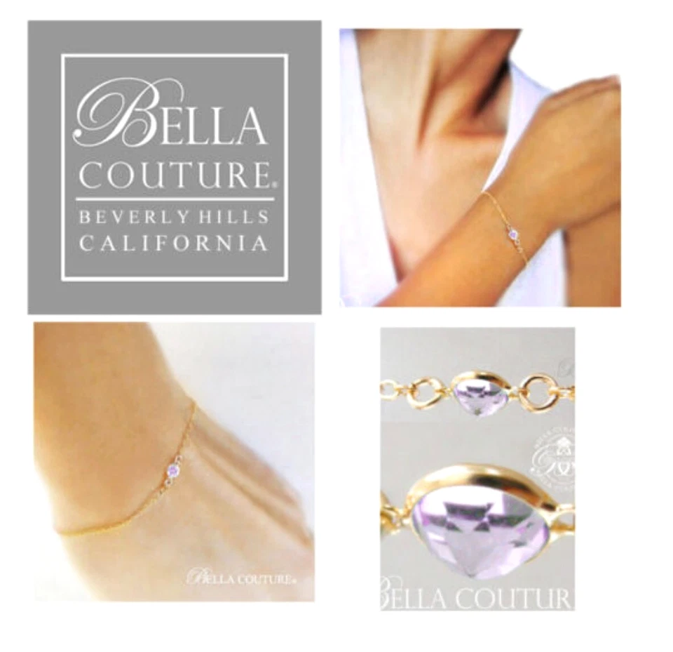 NUEVO BC® ORO 18K AMATISTA PULSERA 5MM 1 CT ART DECO COLGANTE 14K 7" 7.5" Foto 2 de 4