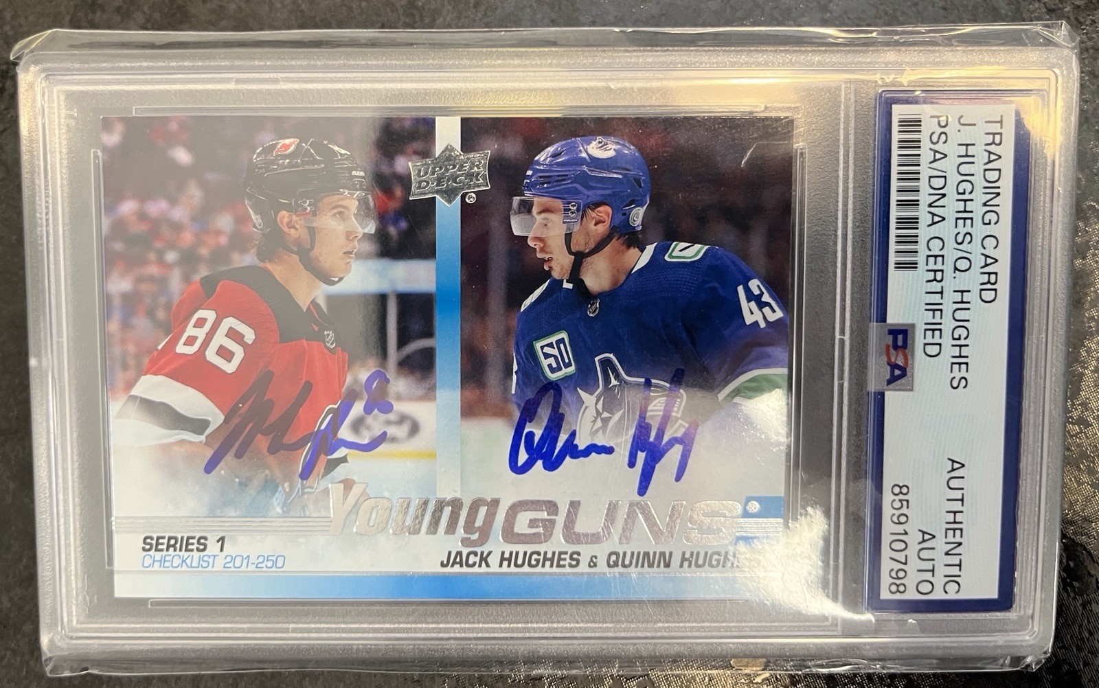 Jack Hughes, Quinn Hughes #250 Hockey Cards 2019 Upper Deck trading card — raw and PSA graded price guide