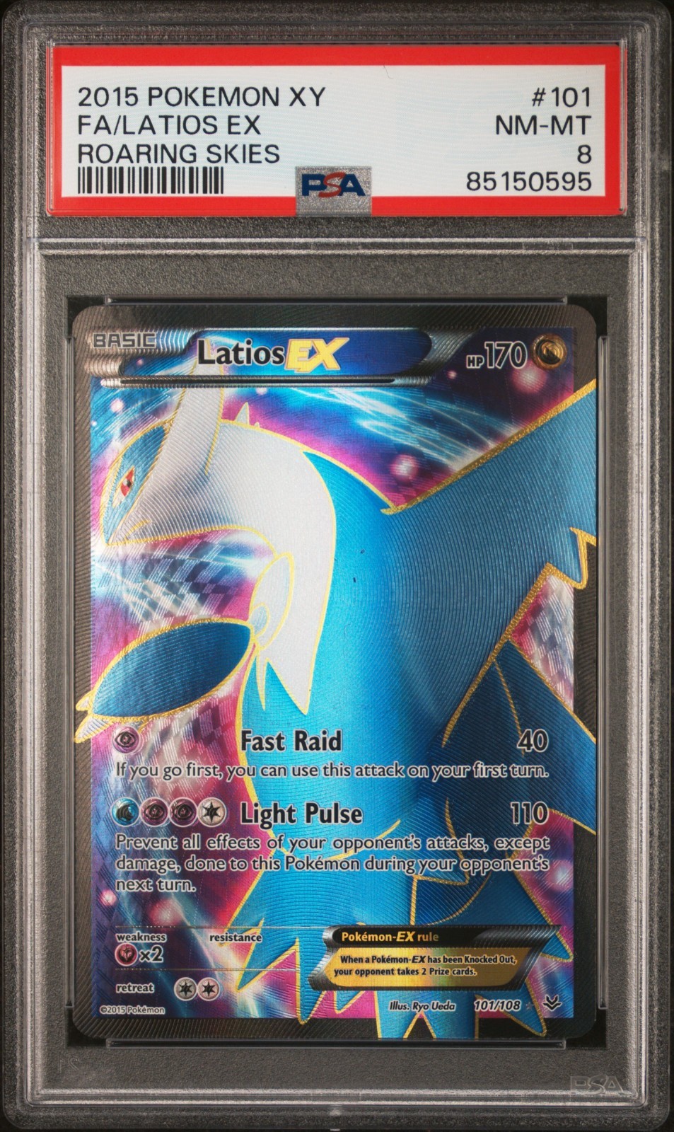 PSA 8 Latios EX 101/108 Roaring Skies 2015 Pokemon Card