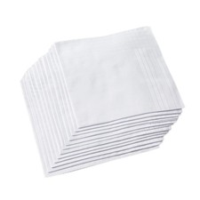 Ricosky Men's Pure White 100 Cotton Handkerchief 16 inch,