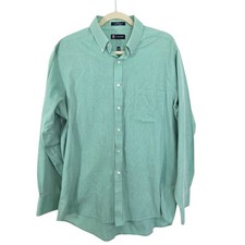 Chaps Classic Fit Green Striped Mens Button Down Dress Shirt Size 16.5