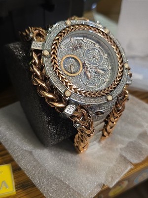 New Invicta Reserve Bolt Gladiator 35058 Silvertone Rosetone 2.92ctw Diamonds+++