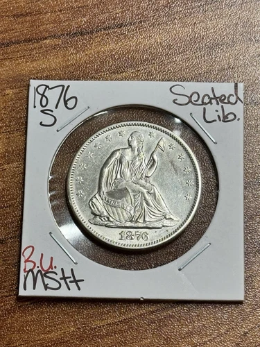 1876 S Seated Liberty Silver Half Dollar BU Uncirculated MS++ Coin (Raw16522)