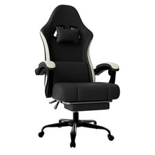Ergonomic Gaming Chair Fabric Computer Chair with Footrest Lumbar Support