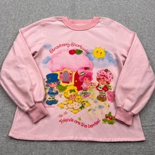 Vintage 80s Sears Strawberry Shortcake Shirt Girls 14 Pink PJ Sleep Top Friends 