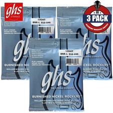 3-PACK GHS BNR-L Burnished Nickel Rockers Light Electric Guitar Strings 10-46