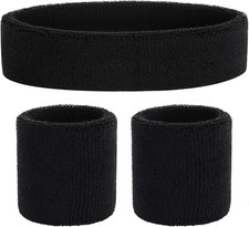 ONUPGO Sweatband Set Terry Cloth Headband Wristband Moisture Wicking