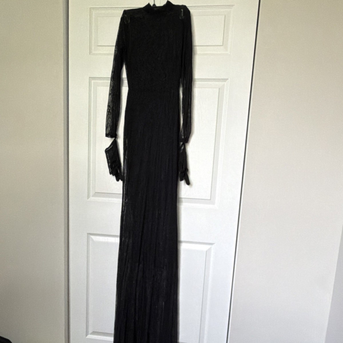 Fashion Nova Black Lace Maxi Dress Long Sleeve High Neck Sheer Women's |  eBay